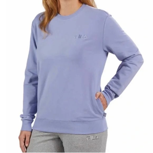 NWT Fila Women's French Terry Long Sleeve Sweatshirt Size Large Purple $50 C793 - Picture 1 of 3